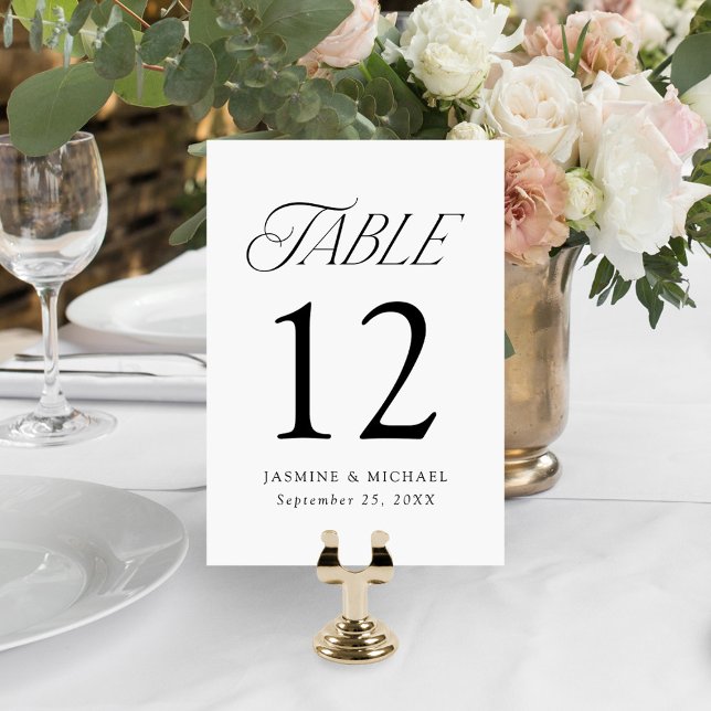 Numéro De Table Mariage élégant de typographie noire moderne (Créateur téléchargé)