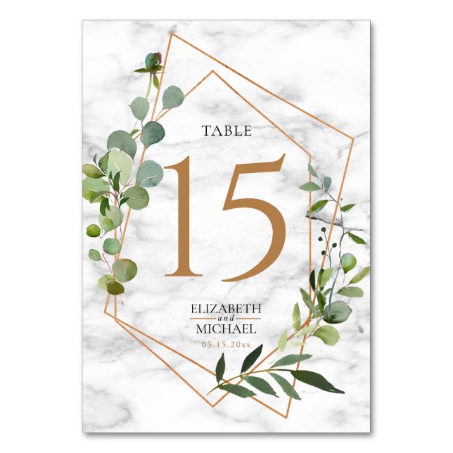 Numéro De Table Mariage élégant en marbre géométrique de cuivre Eu (Par défaut)