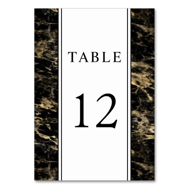 Numéro De Table Mariage élégant en marbre noir or (Par défaut)