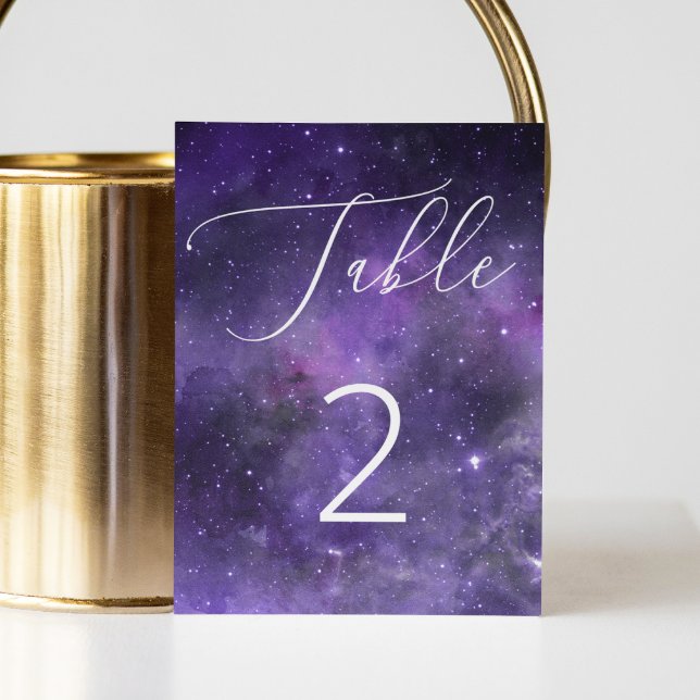 Numéro De Table Mariage Élégant Galaxie | Nuit Céleste dans l'Espa (Créateur téléchargé)