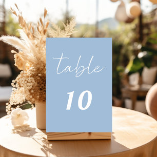 Numéro De Table Mariage élégant minimaliste écriture bleu poussiér