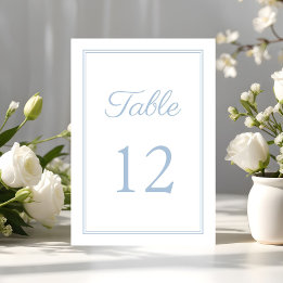 Numéro De Table Mariage Élégant Moderne Bleu Poudre