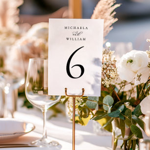Numéro De Table Mariage Élégant Moderne Minimaliste Calligraphié