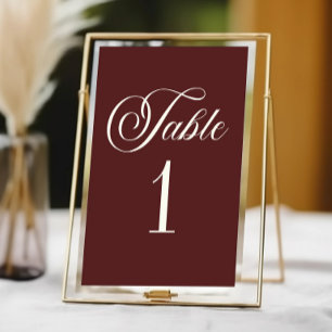 Numéro De Table Mariage Élégant Vintage Ivoire Bourgogne Foncé