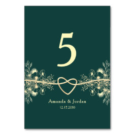 Numéro De Table Mariage Emerald Green Gold