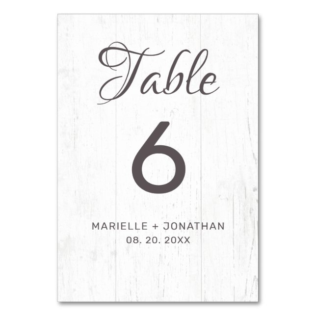 Numéro De Table Mariage en bois Patiné blanc et gris rustique (Par défaut)