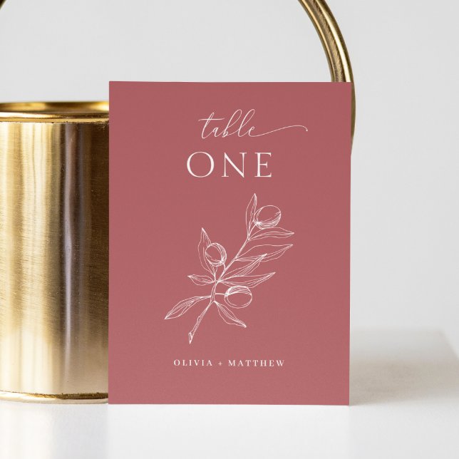 Numéro De Table Mariage en brique rouge en olive | Botanique d'aut (Créateur téléchargé)