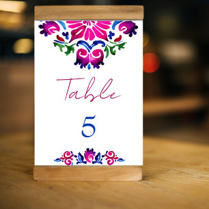 Numéro De Table Mariage en carreaux de Talavera espagnol bleu rose