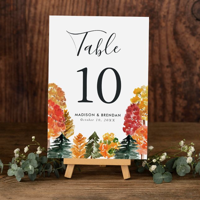 Numéro De Table Mariage en forêt automnale rustique (Créateur téléchargé)