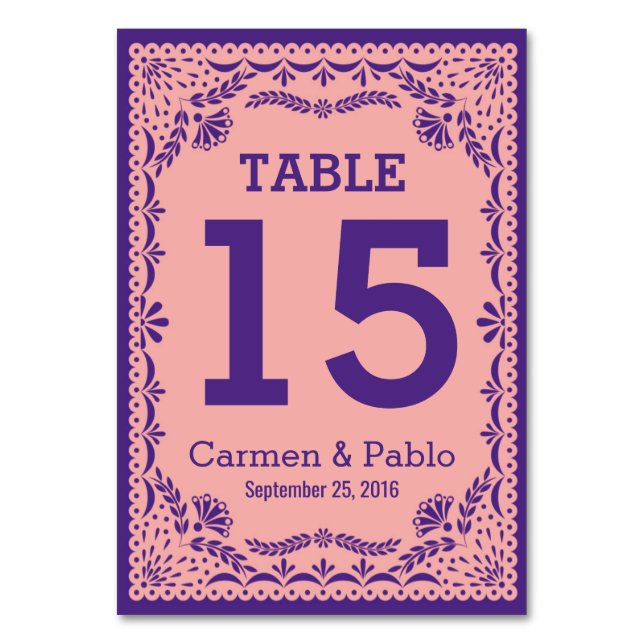Numéro de table mariage en Papel Picado Design (Par défaut)