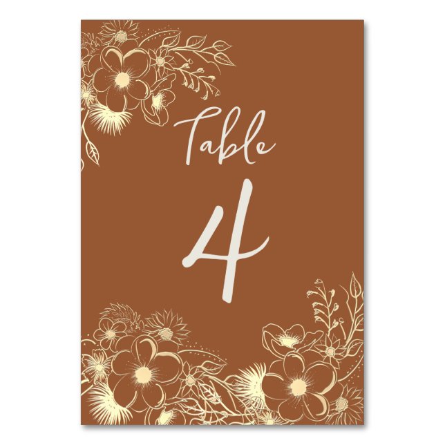 Numéro De Table Mariage en Terracotta Orange Brûlé (Par défaut)