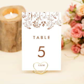 Numéro De Table Mariage en terre cuite Fleur sauvage moderne Buran