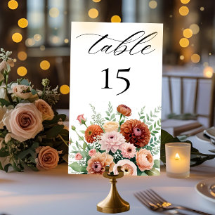 Numéro De Table Mariage en terre cuite rouille Dahlia Sage vert Fl