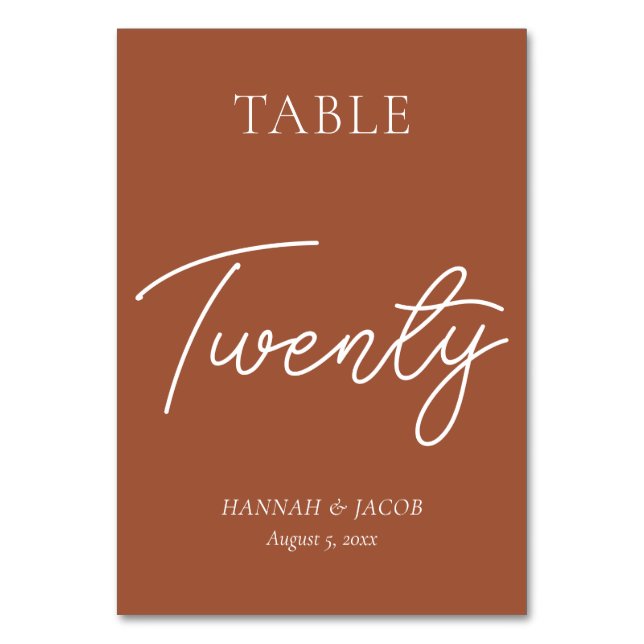 Numéro De Table Mariage en terre cuite Vingt (Par défaut)