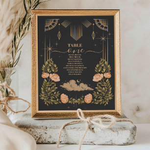 Numéro De Table Mariage Étoiles Noires de Minuit Céleste