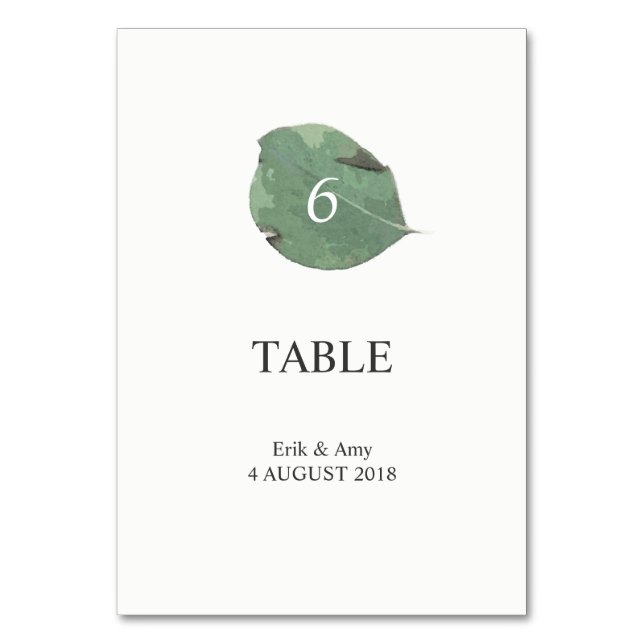 Numéro de table mariage feuille aquarelle (Par défaut)