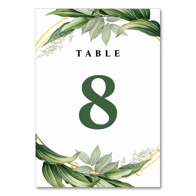 Numéro De Table Mariage Feuille Botanical Greenery (Par défaut)