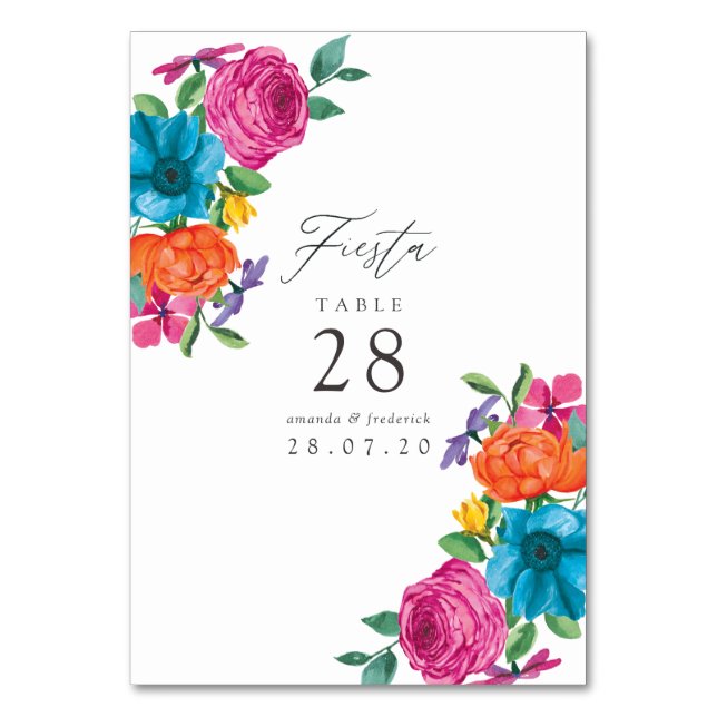Numéro De Table Mariage Fiesta Floral Aquarelle (Par défaut)