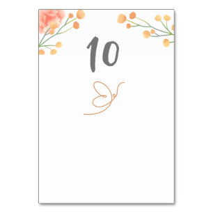 Numéro De Table Mariage Fleur de Pêche Tropicale