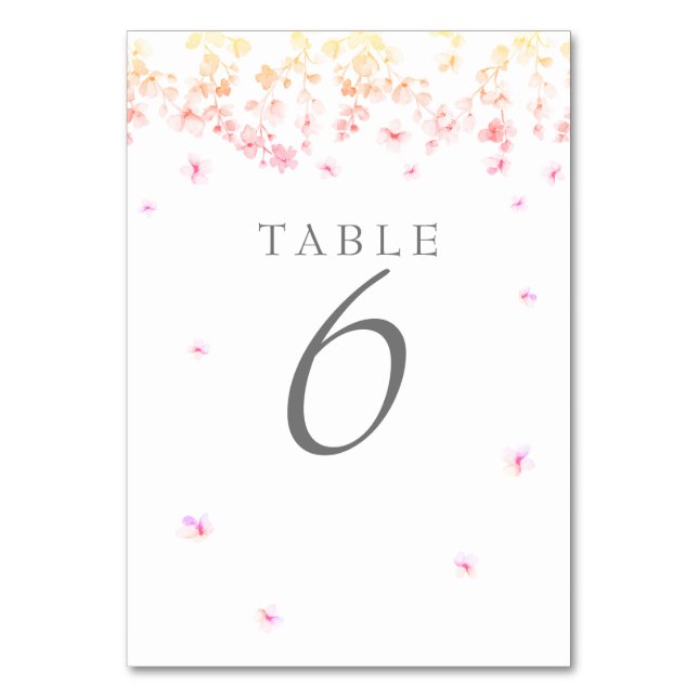 Numéro De Table Mariage Fleur de Pêcher Floral (Dos)
