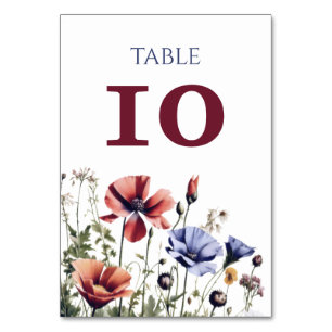 Numéro De Table Mariage Fleur sauvage aquarelle