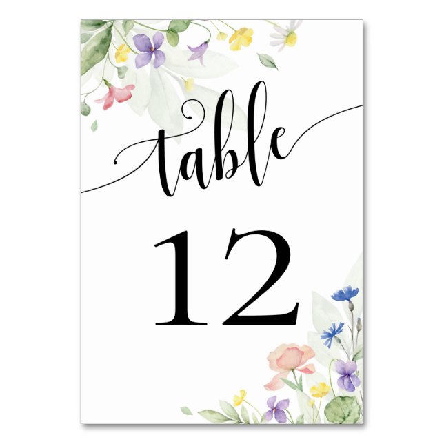 Numéro De Table Mariage Fleur sauvage aquarelle Rainbow Floral Pan (Par défaut)