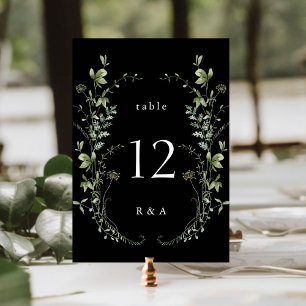 Numéro De Table Mariage Fleur sauvage Black Elegant