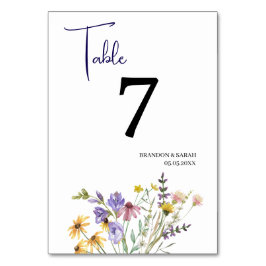 Numéro De Table Mariage Fleur sauvage Boho