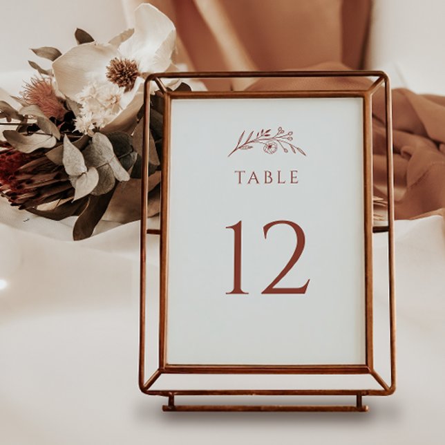 Numéro De Table Mariage Fleur sauvage en terre cuite (Créateur téléchargé)