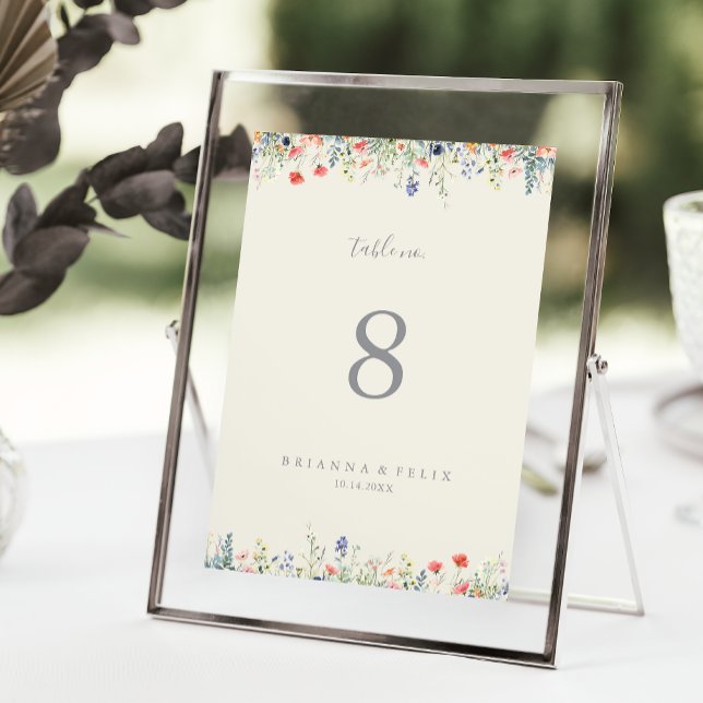 Numéro De Table Mariage Fleur sauvage multicouleur (Créateur téléchargé)