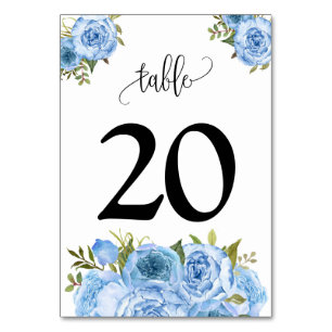 Numéro De Table Mariage Fleurs Bleues