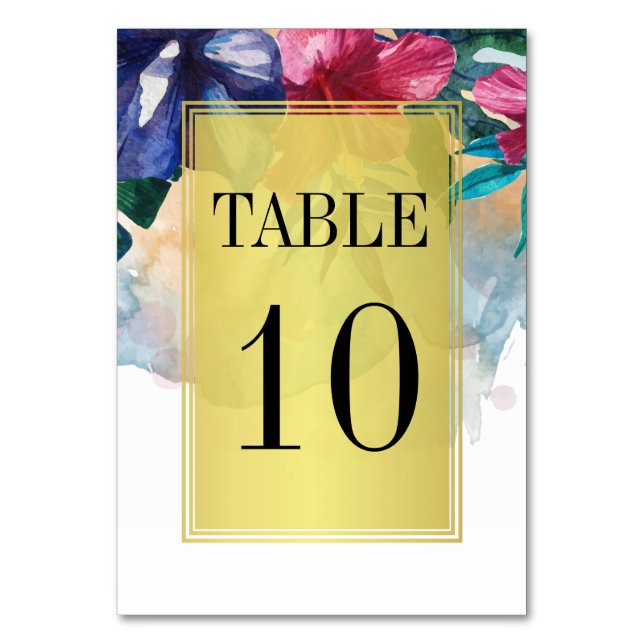 Numéro de table mariage | Fleurs d'aquarelle tropi (Par défaut)