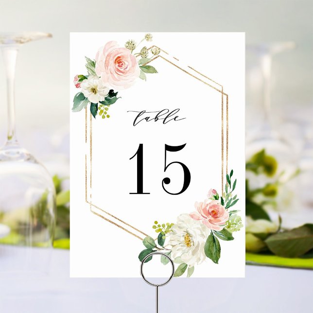 Numéro De Table Mariage floral à fleurs blanches Numéro du tableau (Créateur téléchargé)