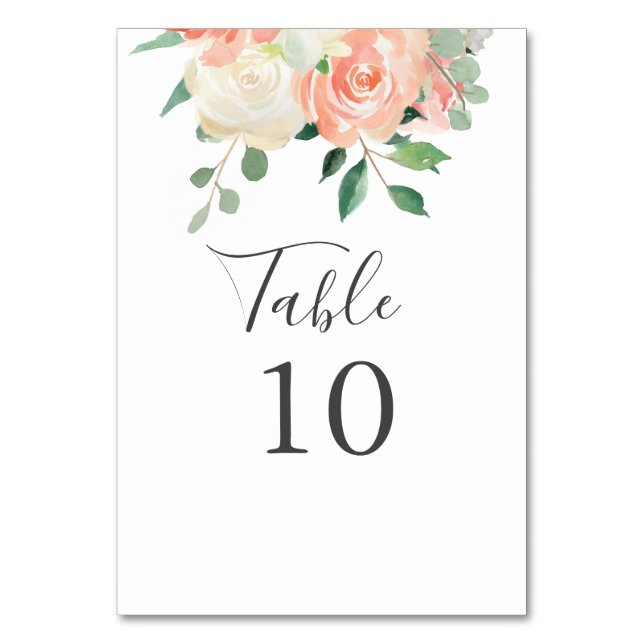 Numéro De Table Mariage floral à l'aquarelle de pêche (Par défaut)