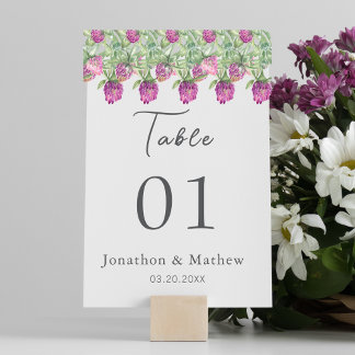 Numéro De Table Mariage Floral Aquarelle Jungle Été
