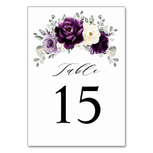 Numéro De Table Mariage floral blanc blanc blanc blanc de prune d'