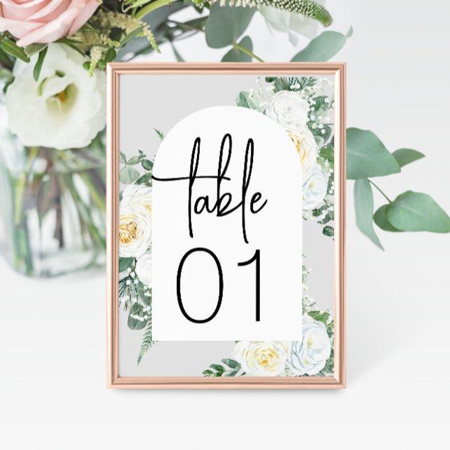 Numéro De Table Mariage floral blanc en fleur (Créateur téléchargé)