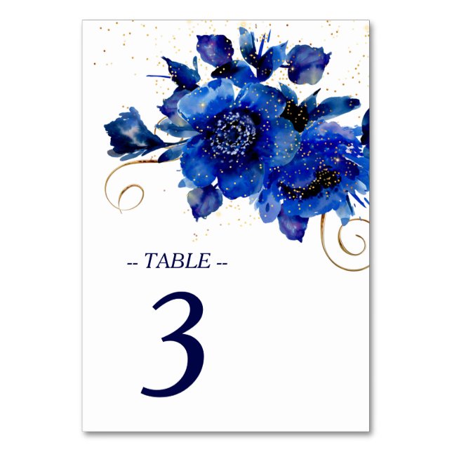Numéro De Table Mariage floral bleu (Par défaut)