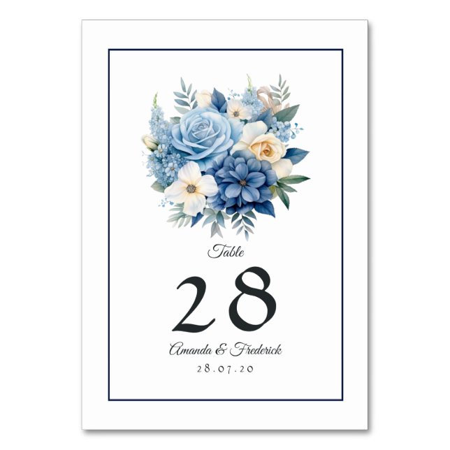 Numéro De Table Mariage floral bleu foncé (Par défaut)