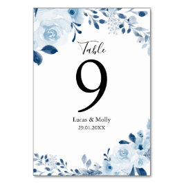Numéro De Table Mariage Floral bleu français moderne