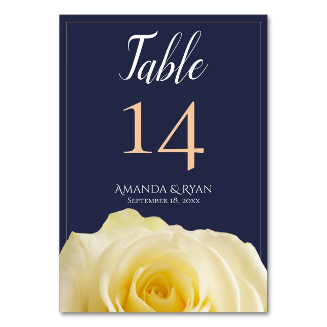 Numéro De Table Mariage Floral bleu jaune moderne (Par défaut)