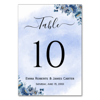 Numéro De Table Mariage floral bleu romantique Numéros de tableau
