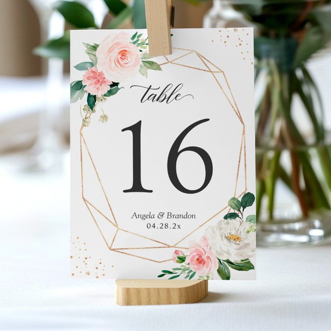 Numéro De Table Mariage floral brillant géométrique moderne Numéro (Créateur téléchargé)