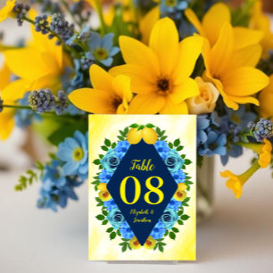 Numéro De Table Mariage floral citron soleil