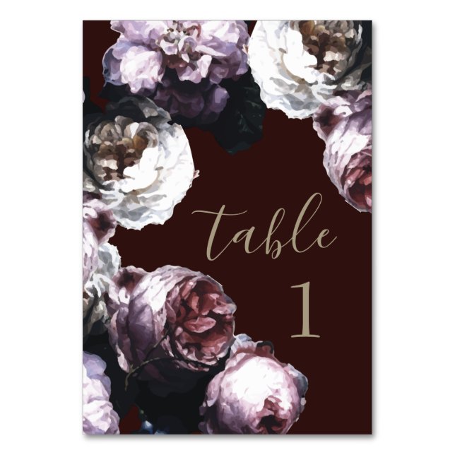 Numéro De Table Mariage floral de Bourgogne (Par défaut)
