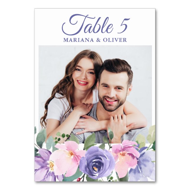 Numéro De Table Mariage floral de lavande rose (Par défaut)