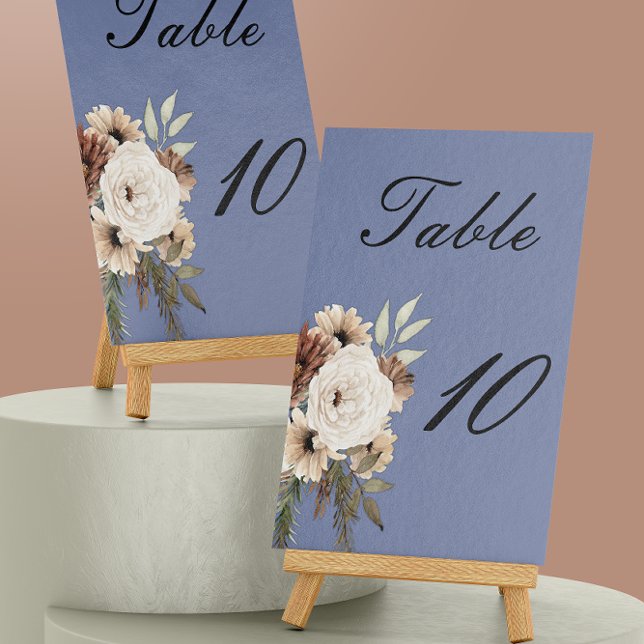 Numéro De Table Mariage floral Dusty Blue Boho (Créateur téléchargé)