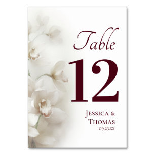 Numéro De Table Mariage Floral Élégant avec Orchidées Blanches Rêv