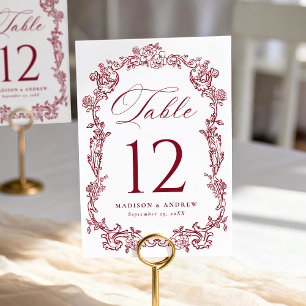 Numéro De Table Mariage Floral Élégant Bourgeois Victorian