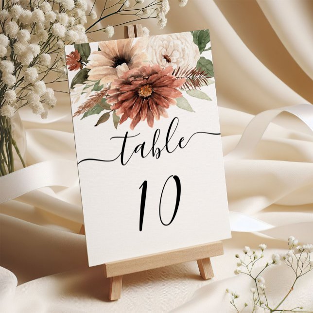 Numéro De Table Mariage floral en terre cuite Boho (Créateur téléchargé)